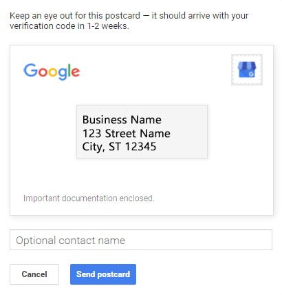 Google My Business Postcard