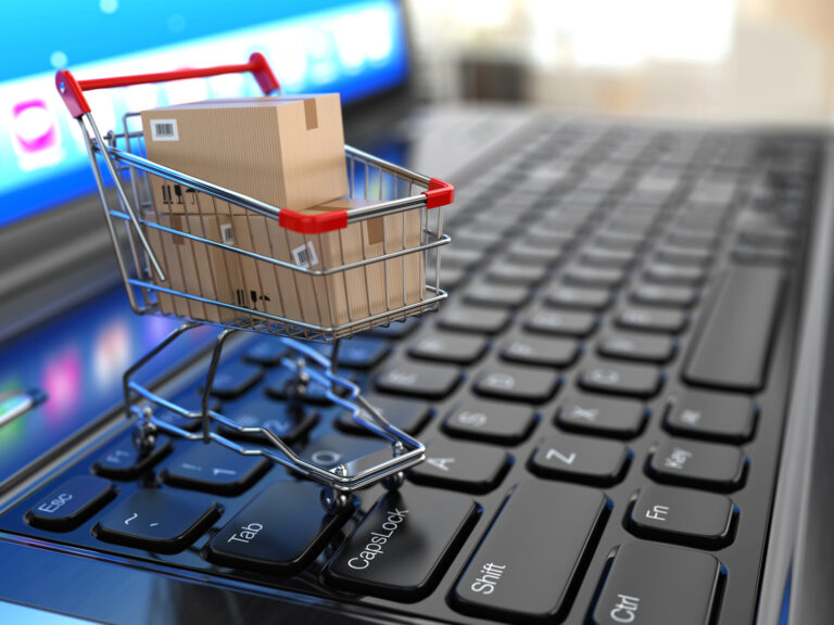 ecommerce seo case study shopping cart on keyboard