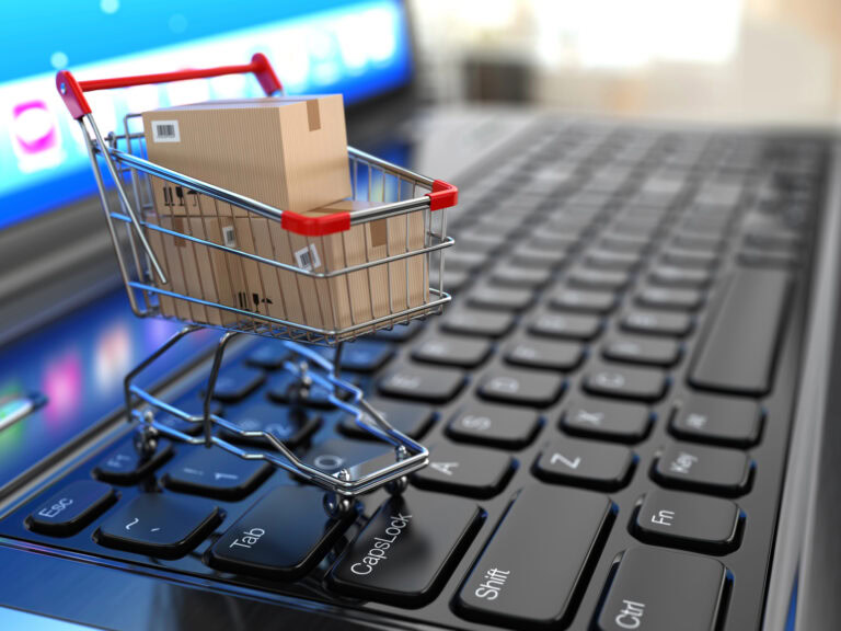 ecommerce seo case study shopping cart on keyboard